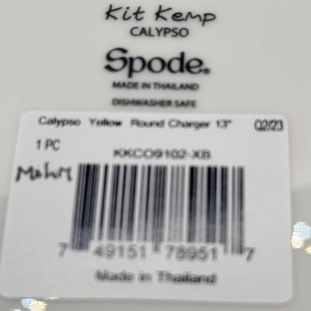 Spode Kit Kemp Calypso Yellow Round Charger Plate 13